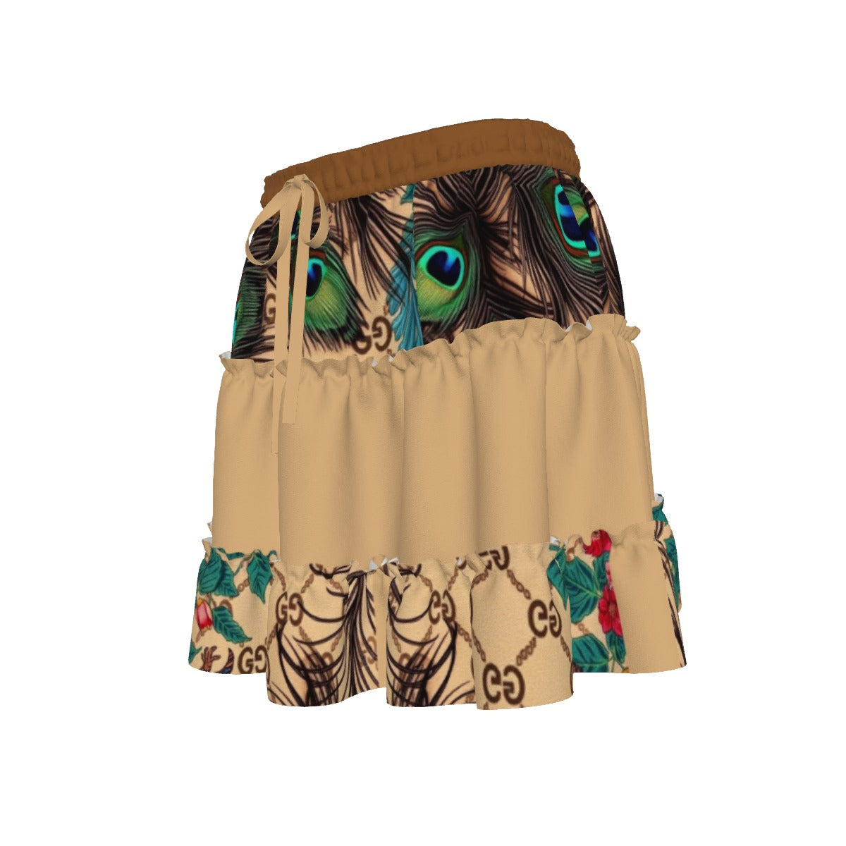 Giore Lightweight Skirt with Waist Lace, Flowing Hem - Gucci Inspired Design