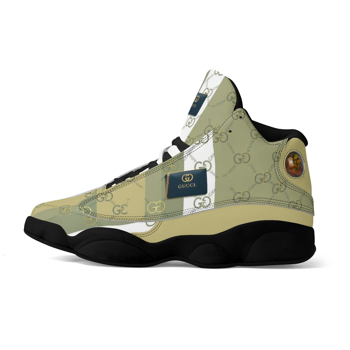 Mens White Black Outsole PU Leather Basketball Shoes