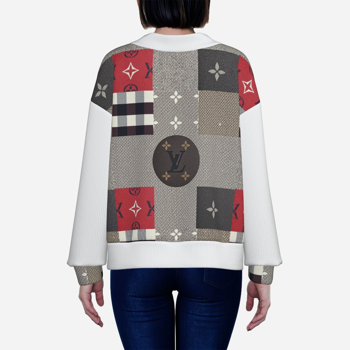 All-Over Print Women's V-Neck Causal Sweatshirt