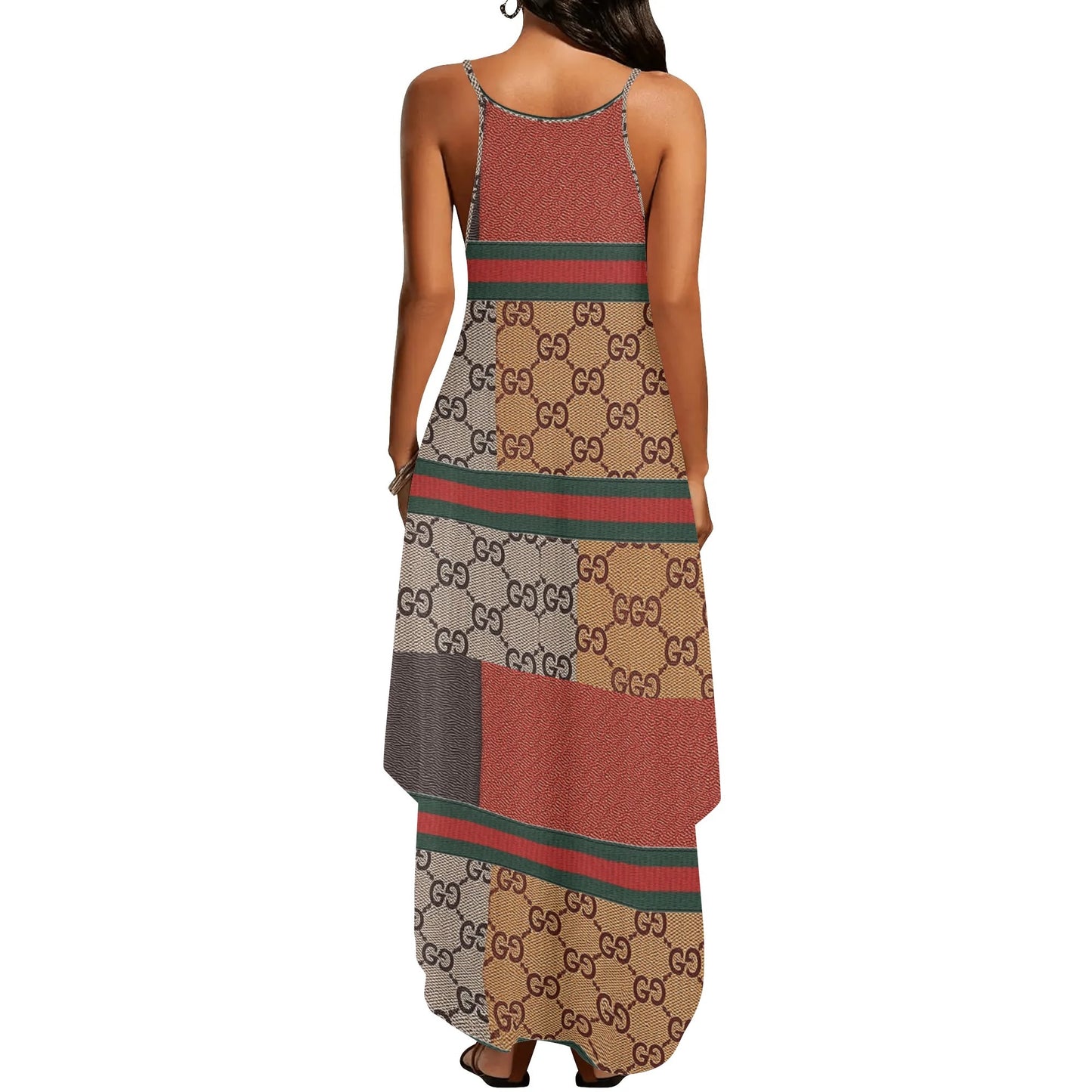 Long Draped Women Sleeveless Summer Evening Gown Suspender Dress
