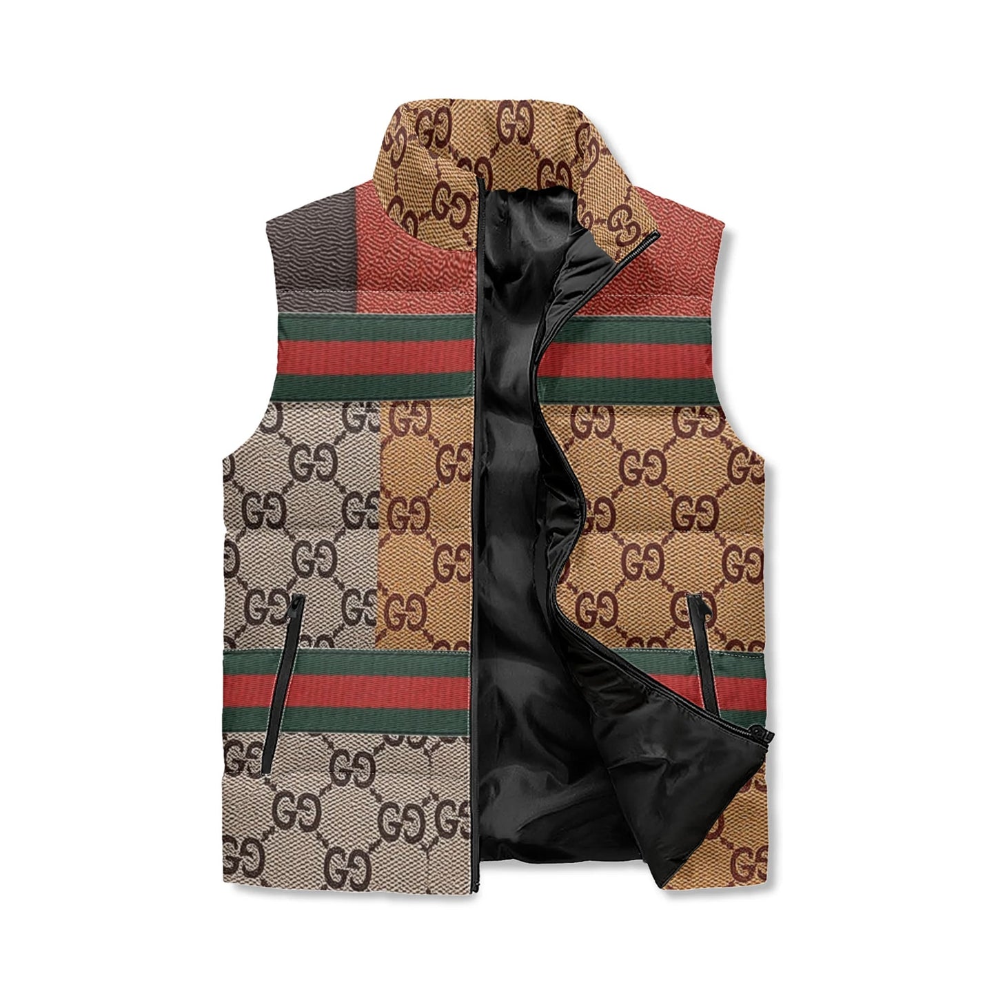 Gucci Giore Lightweight Sleeveless Puffer Jacket - Winter Warm Zip Up Stand Collar Vest for Unisex, Quilted Padded Design with Front Pockets