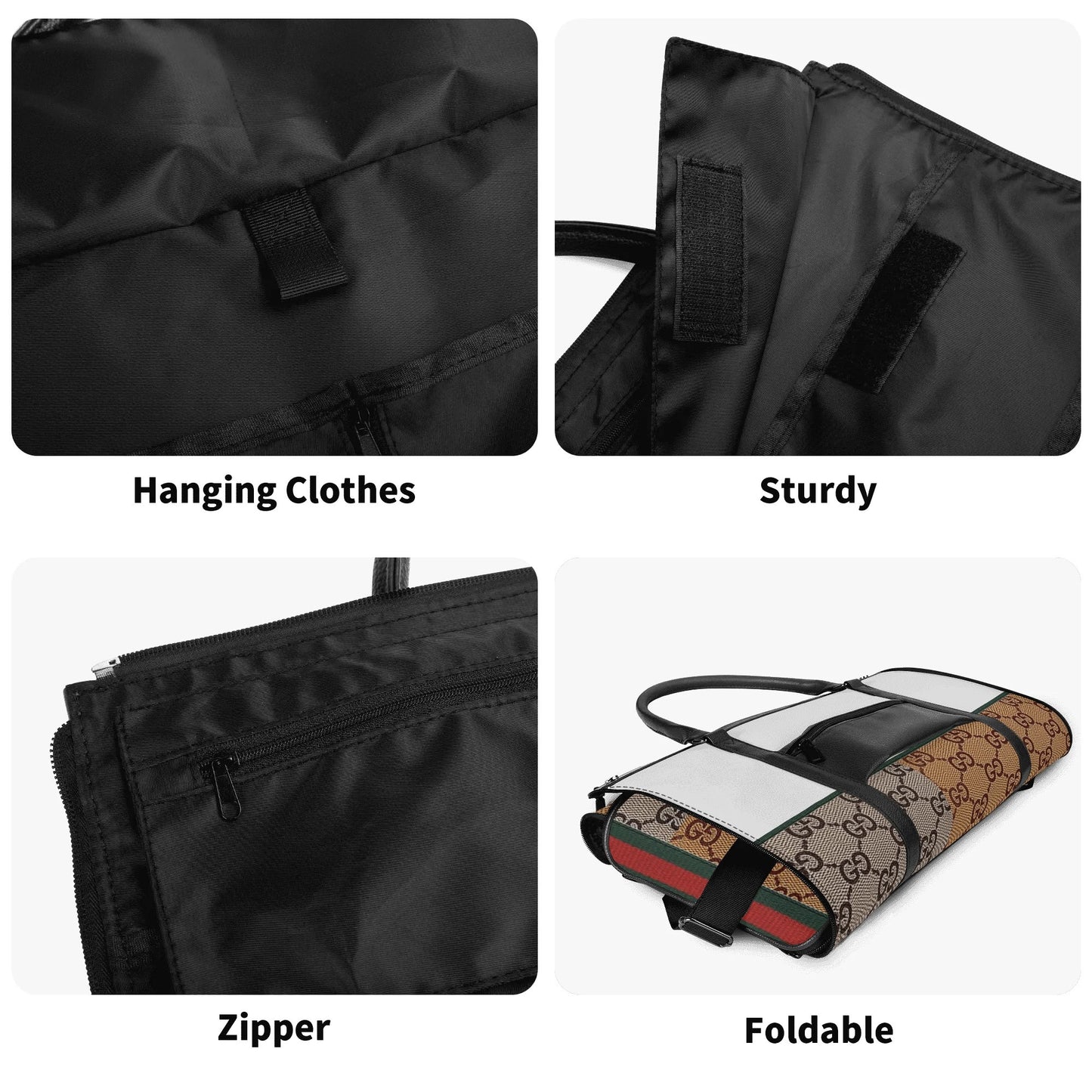 Personalized Foldable Leather Travel Duffle Bag by Gucci by Carti | Spacious Multi-Compartment Design | Ideal Dad/Mom Gift for Christmas/Birthday