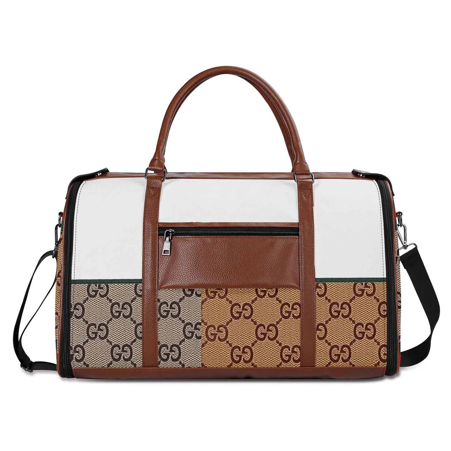 Personalized Foldable Leather Travel Duffle Bag by Gucci by Carti | Spacious Multi-Compartment Design | Ideal Dad/Mom Gift for Christmas/Birthday