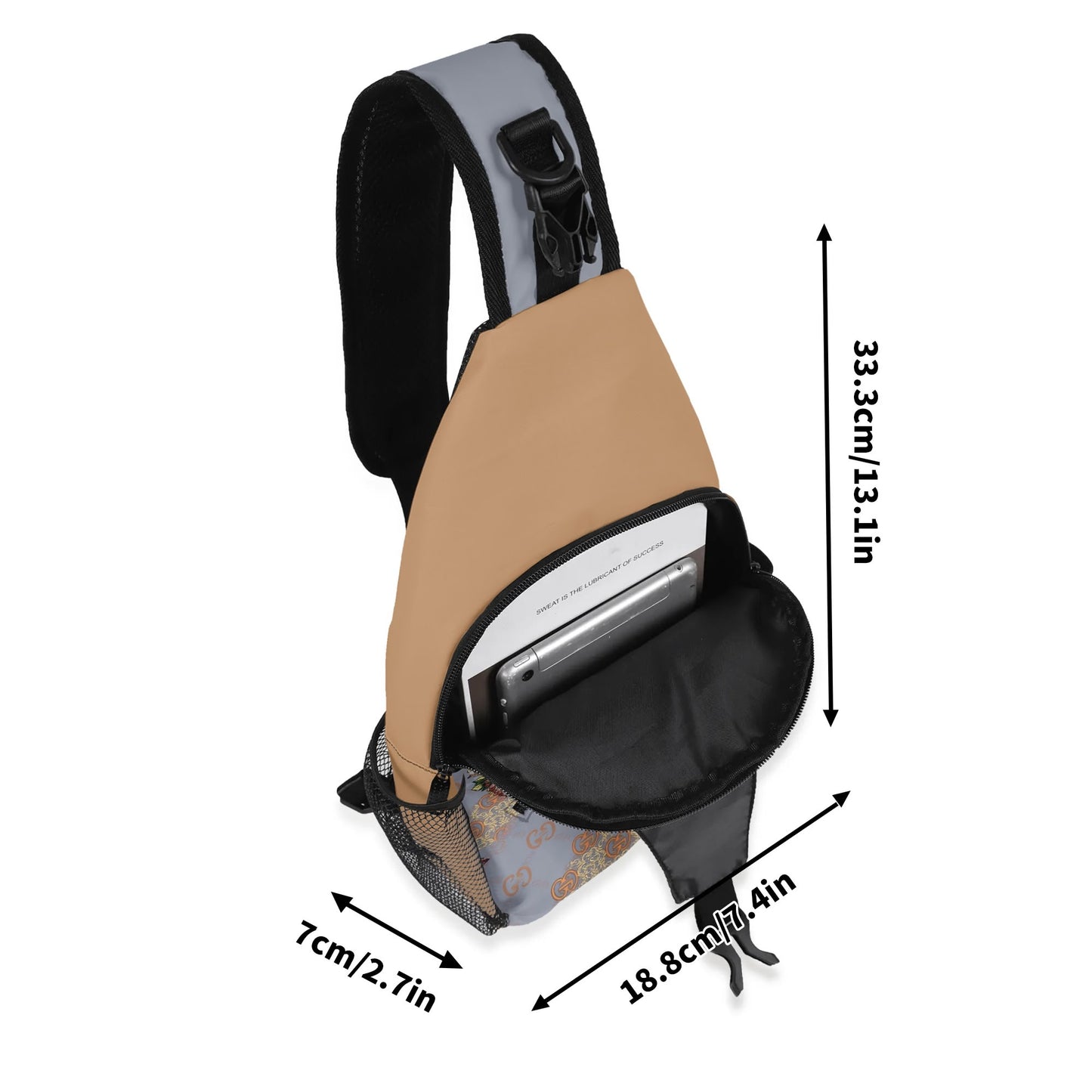 Versatile Polyester Crossbody Chest Bag by Giore - Spacious Interior with Zipper & Mesh Pockets - Sport, Travel & Business Essential