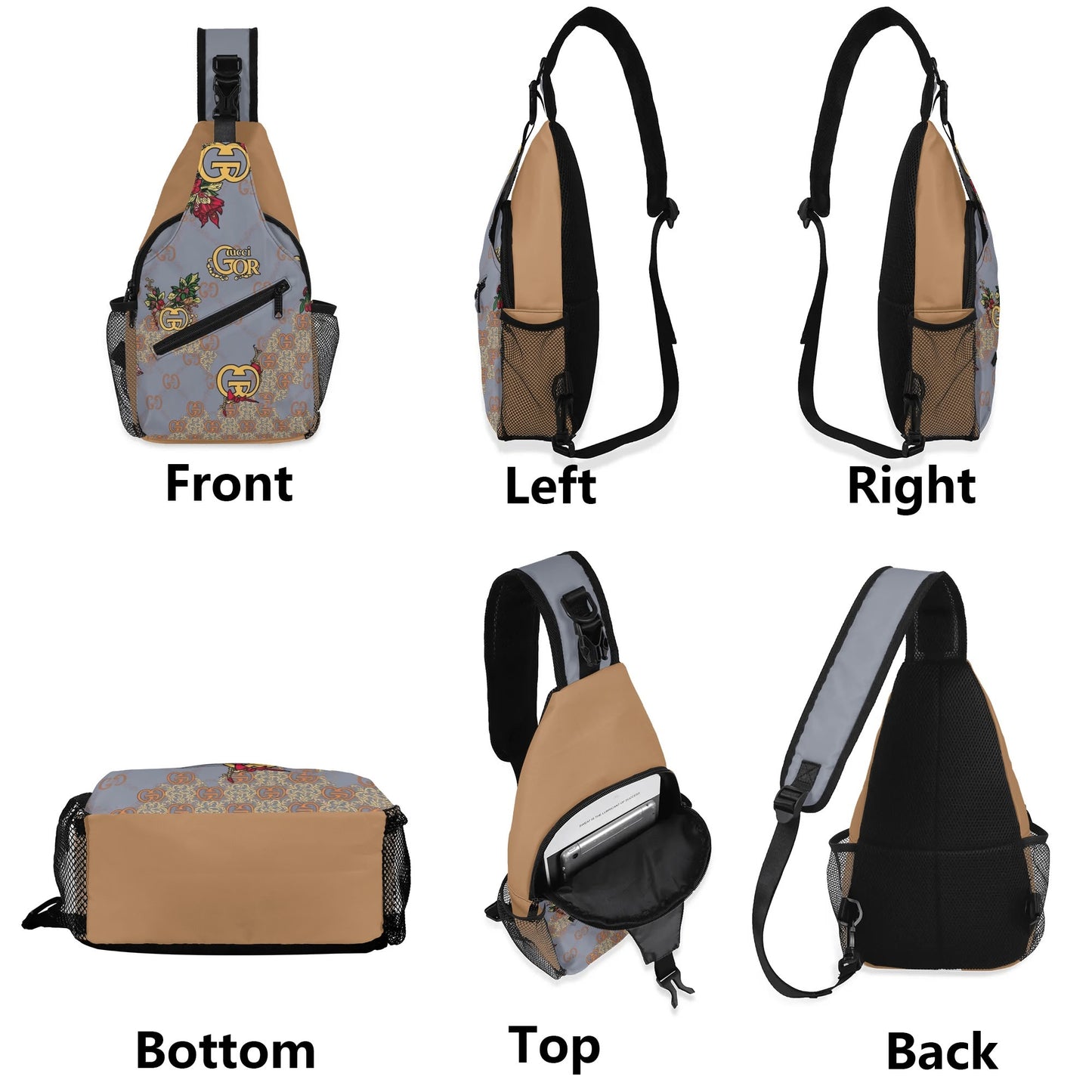 Versatile Polyester Crossbody Chest Bag by Giore - Spacious Interior with Zipper & Mesh Pockets - Sport, Travel & Business Essential