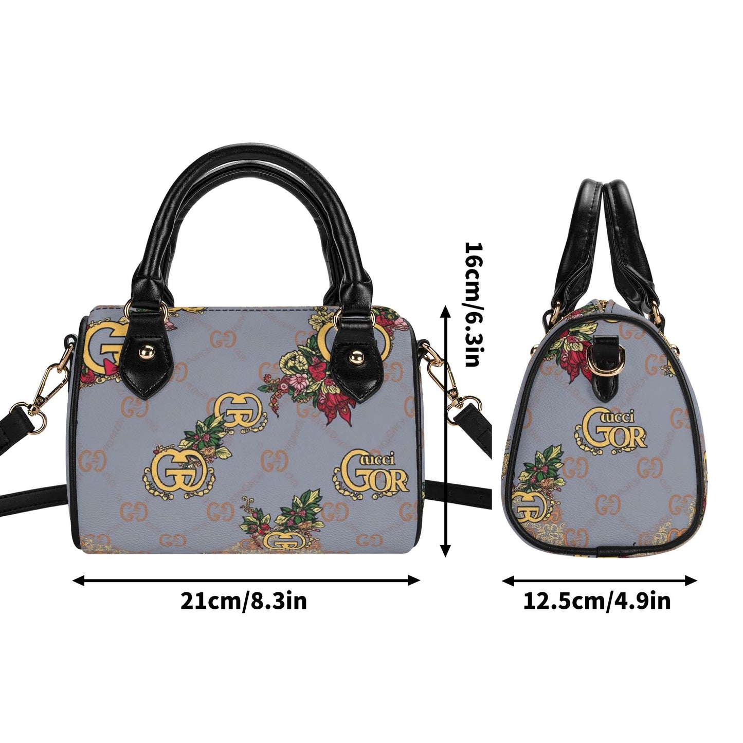 Giore Womens Mini Leather Boston Bag with Patterned Design - Waterproof Shoulder Bag for Daily Use