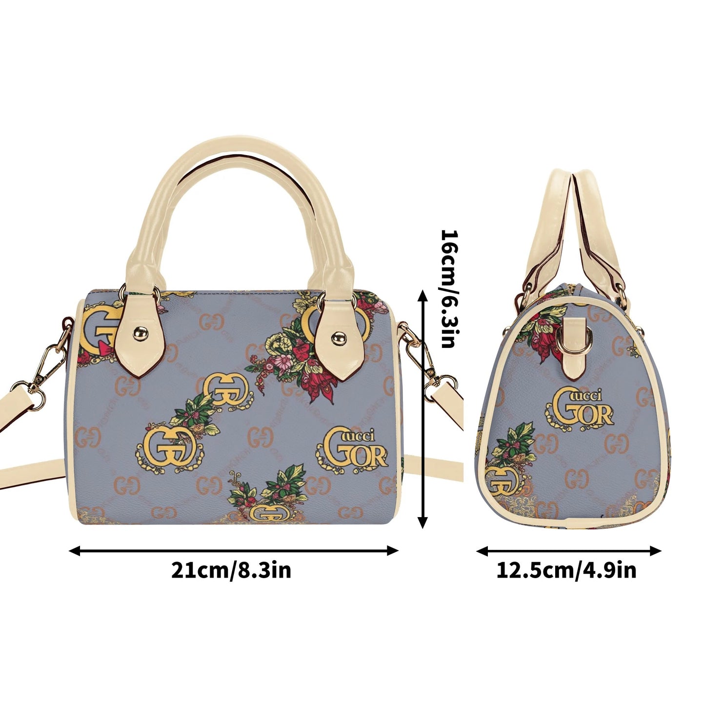 Giore Womens Mini Leather Boston Bag with Patterned Design - Waterproof Shoulder Bag for Daily Use