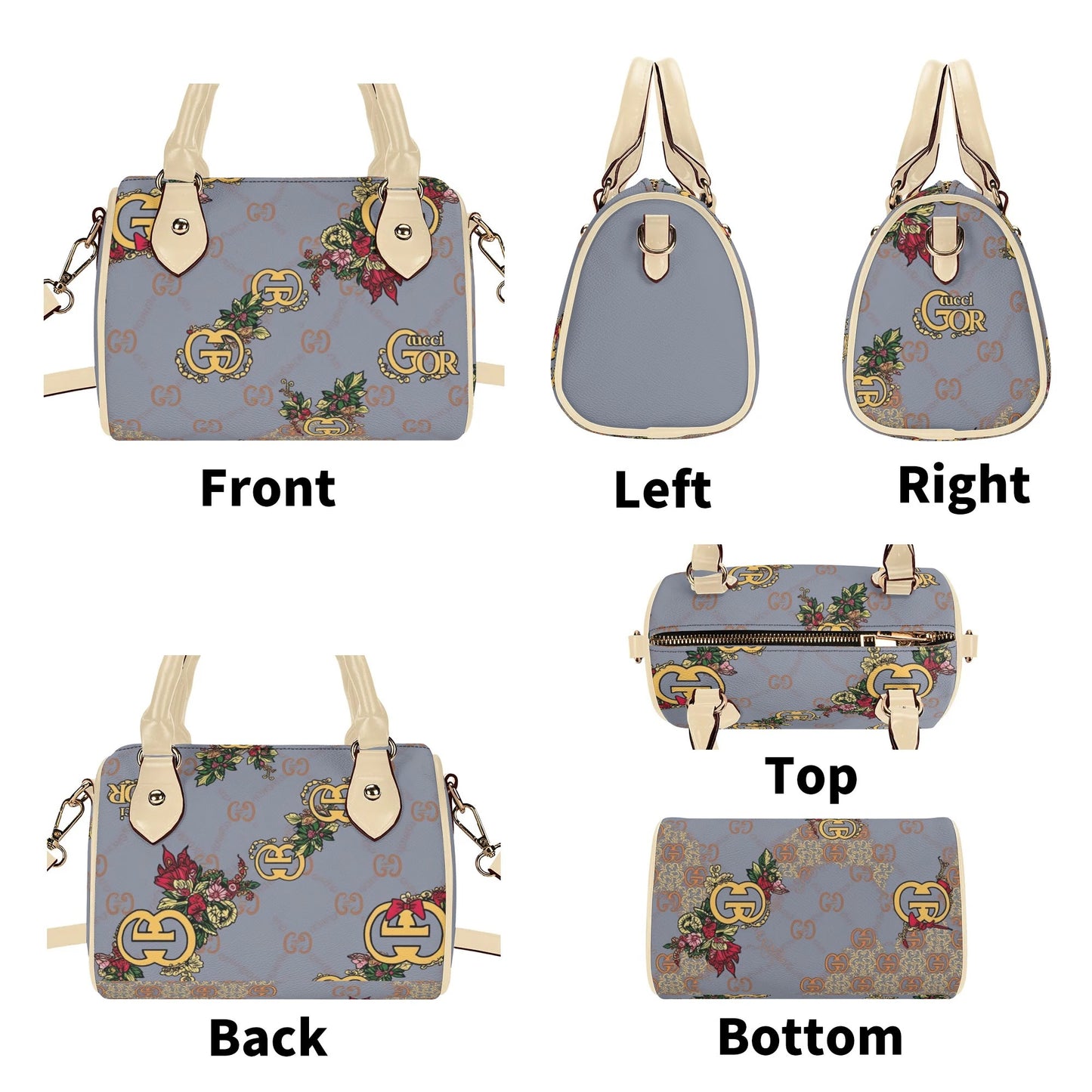 Giore Womens Mini Leather Boston Bag with Patterned Design - Waterproof Shoulder Bag for Daily Use