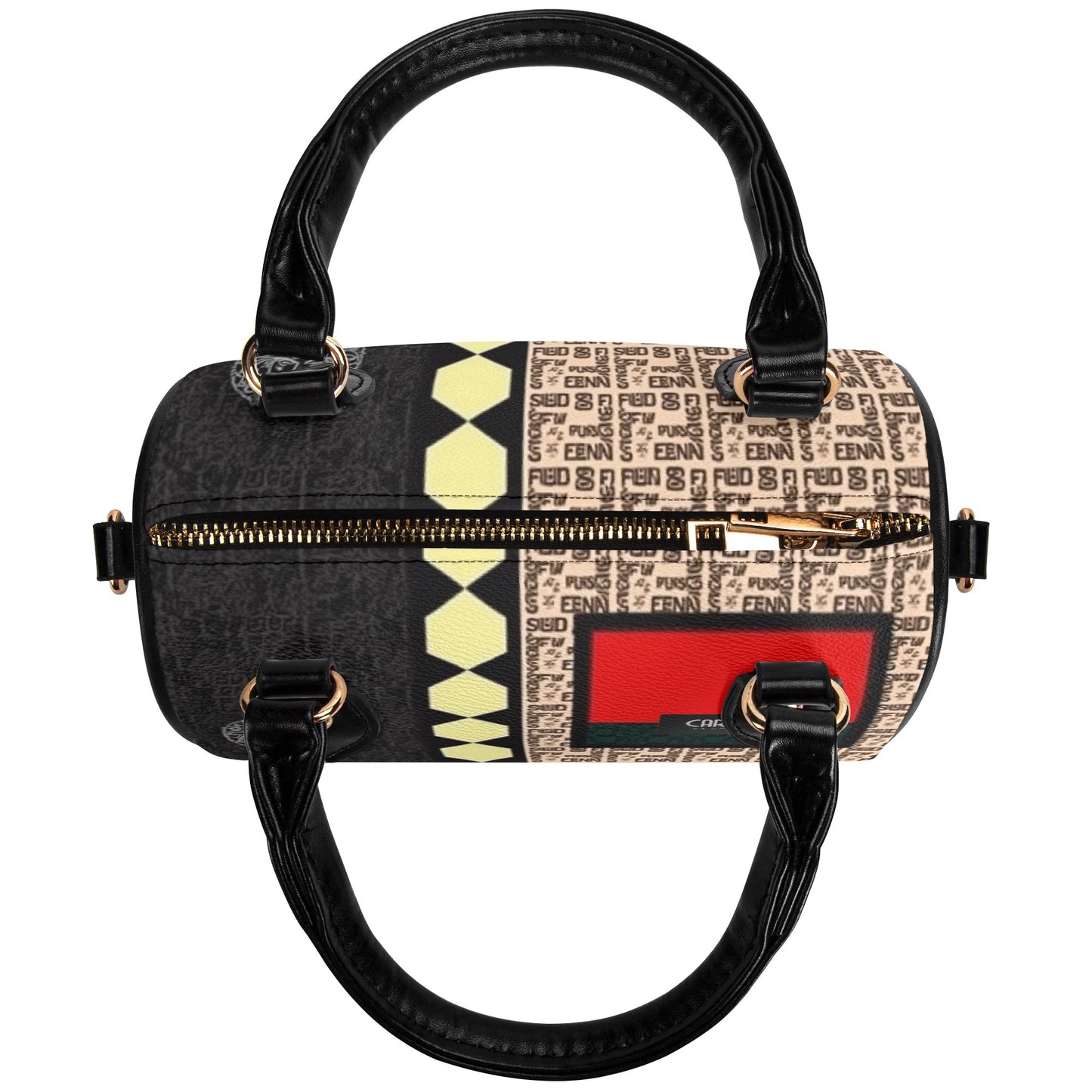 Giore Womens Mini Leather Boston Bag with Patterned Design - Waterproof Shoulder Bag for Daily Use