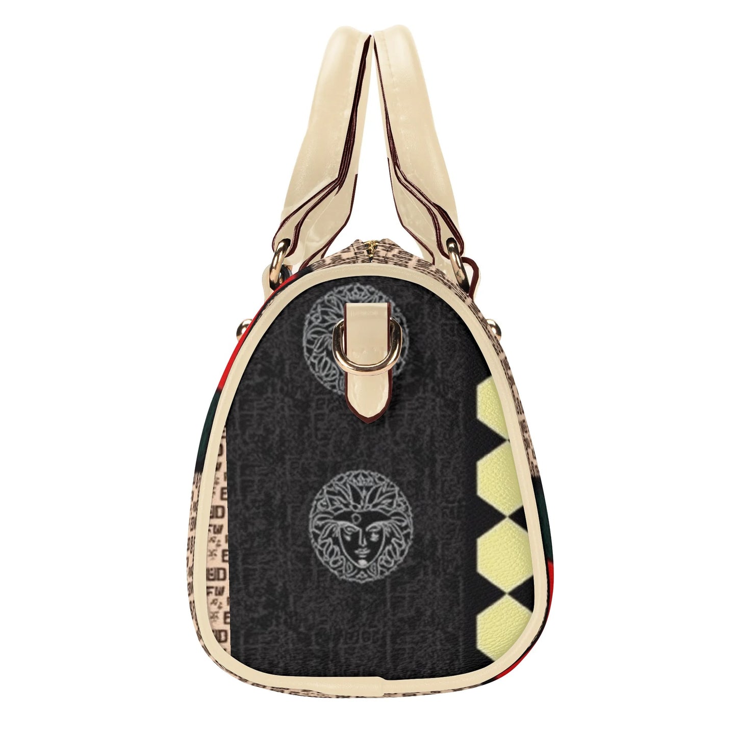 Giore Womens Mini Leather Boston Bag with Patterned Design - Waterproof Shoulder Bag for Daily Use