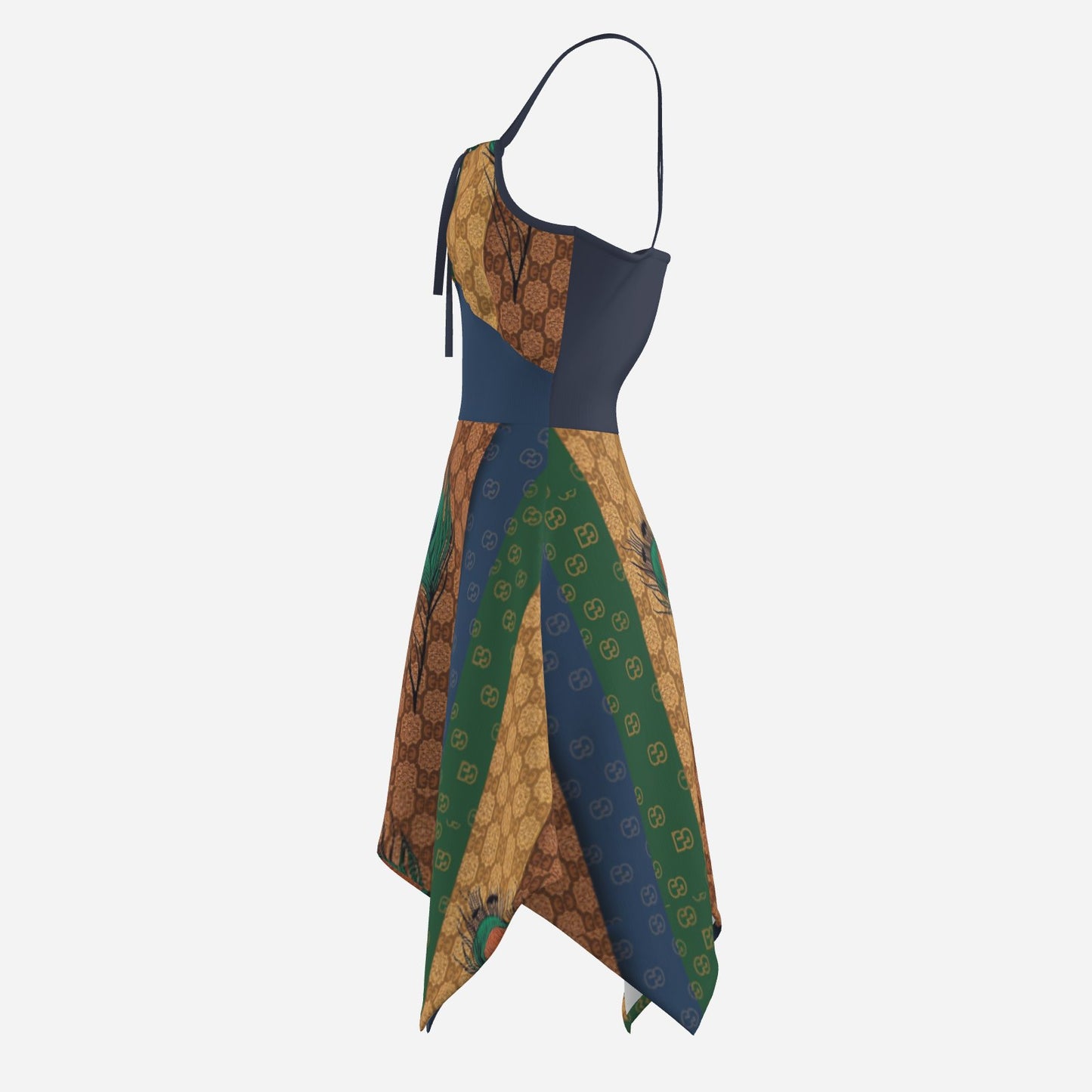 All-Over Print Women's Dress with Irregular Hem-Milk Silk 180 GSM