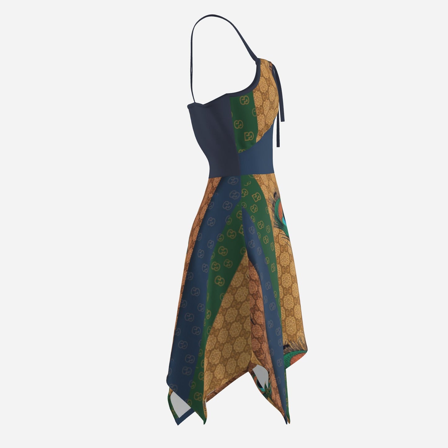 All-Over Print Women's Dress with Irregular Hem-Milk Silk 180 GSM