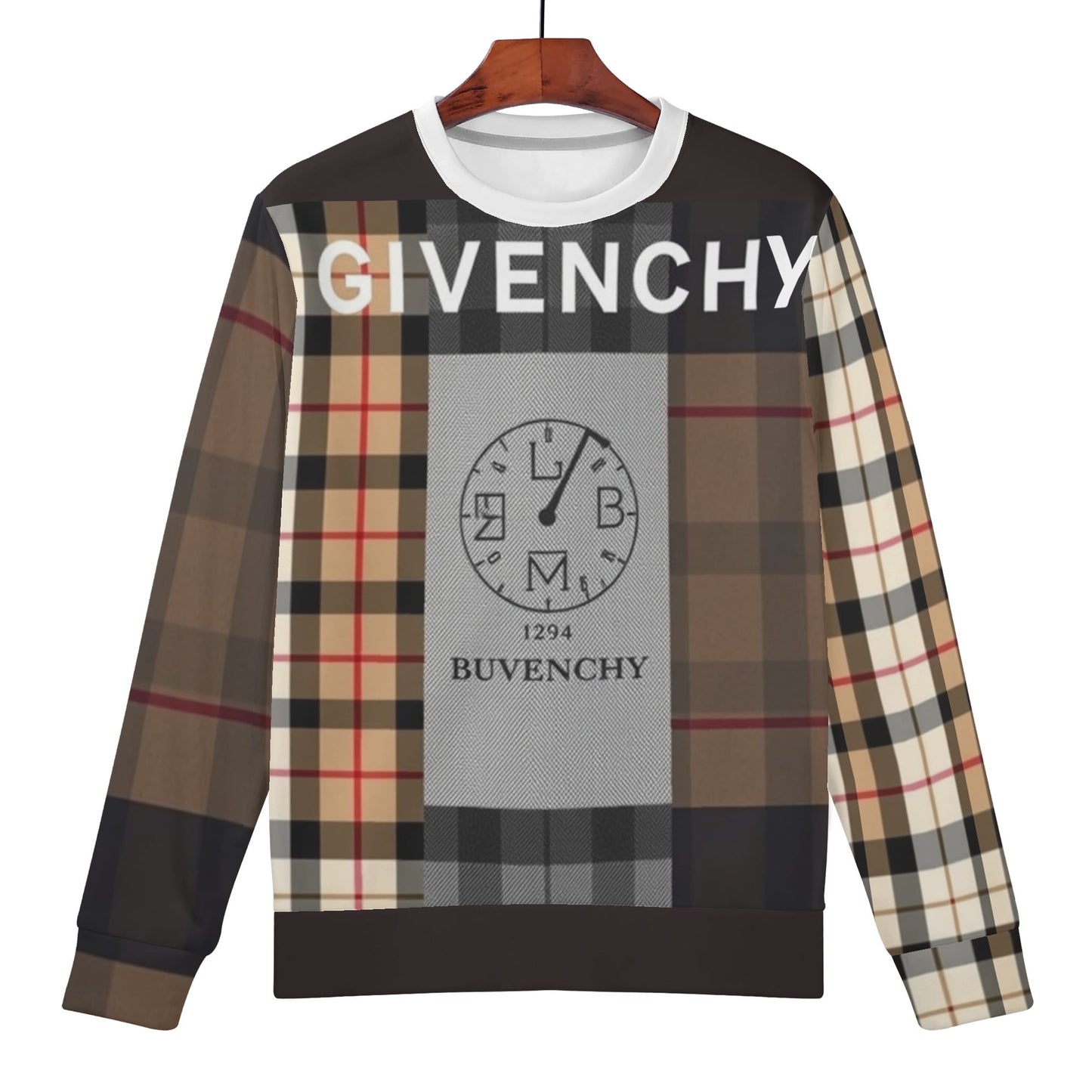Mens All Over Print Crew Neck Sweatshirt - Streetwear Pullover with Drop Shoulder Design for Casual Wear
