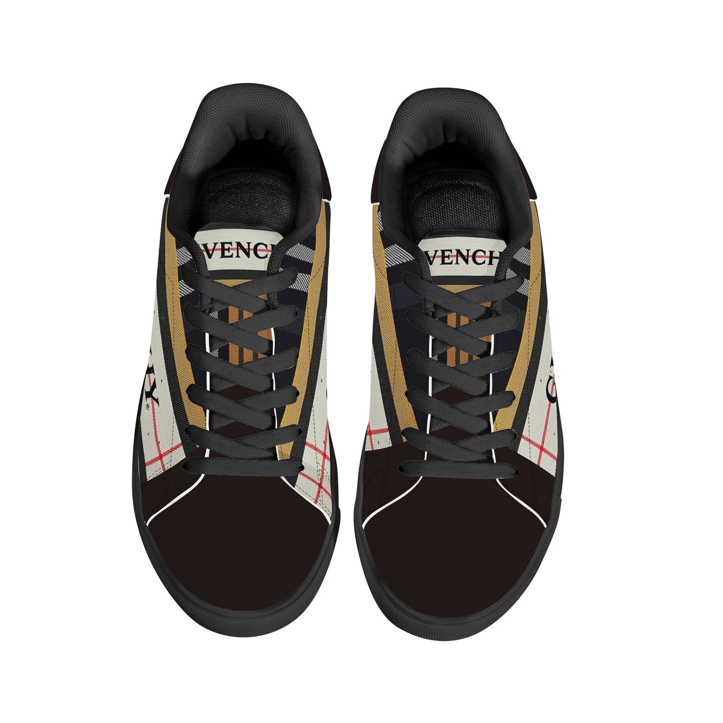 Gvenchy Mens Lace-Up Leather Sneakers with Removable EVA Insole - Slip-Proof Rubber Outsole