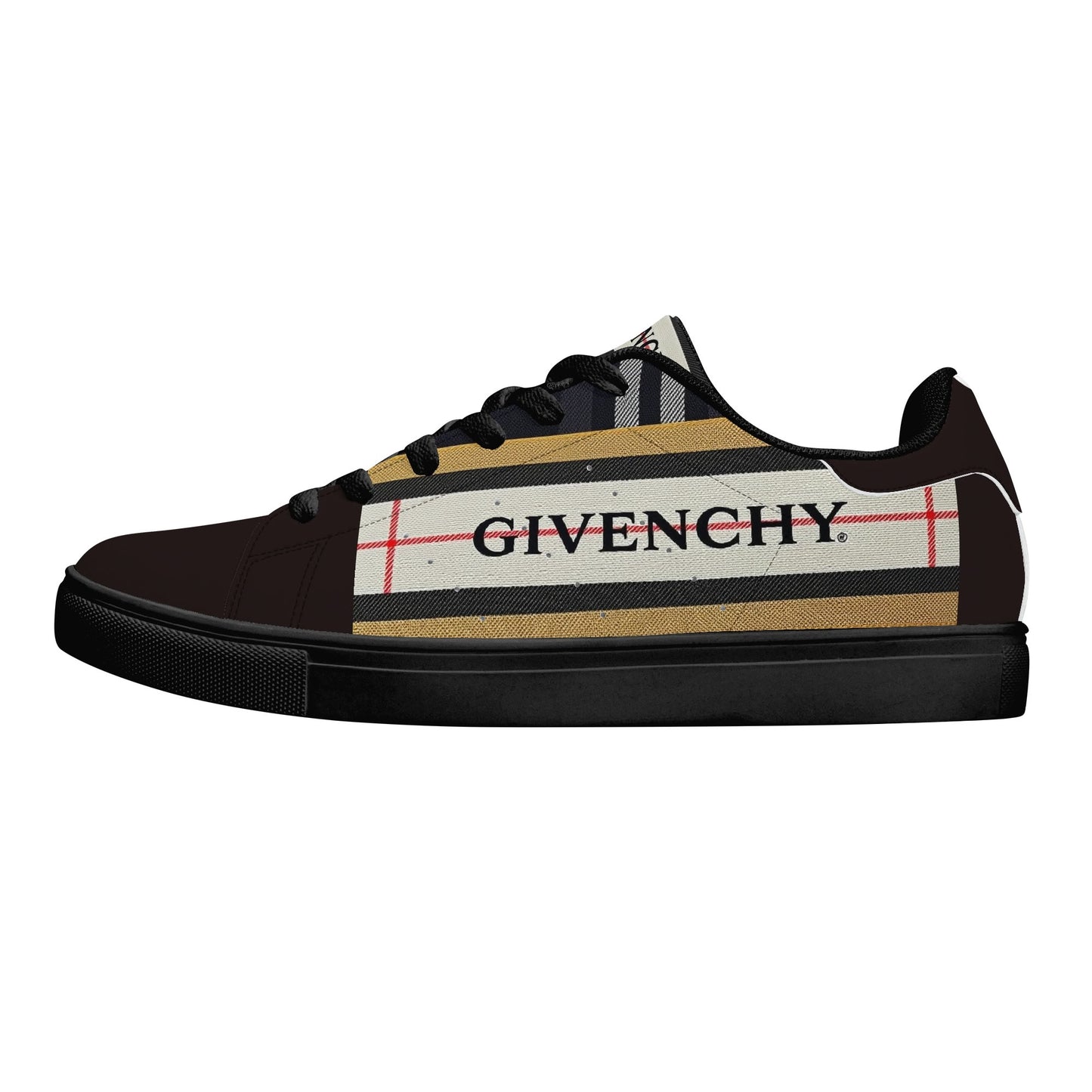 Gvenchy Mens Lace-Up Leather Sneakers with Removable EVA Insole - Slip-Proof Rubber Outsole