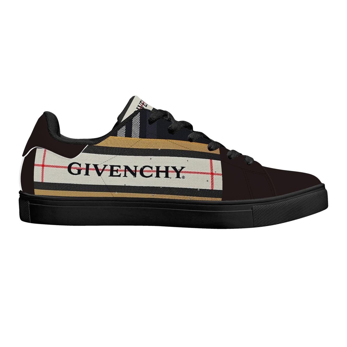 Gvenchy Mens Lace-Up Leather Sneakers with Removable EVA Insole - Slip-Proof Rubber Outsole
