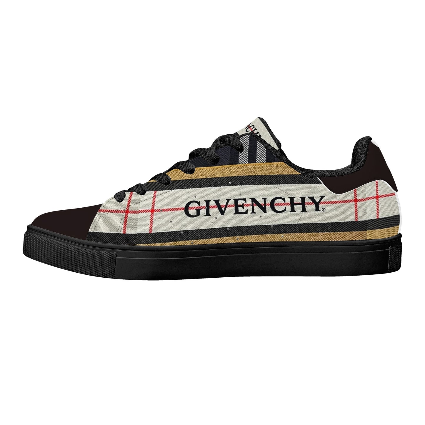 Gvenchy Mens Lace-Up Leather Sneakers with Removable EVA Insole - Slip-Proof Rubber Outsole