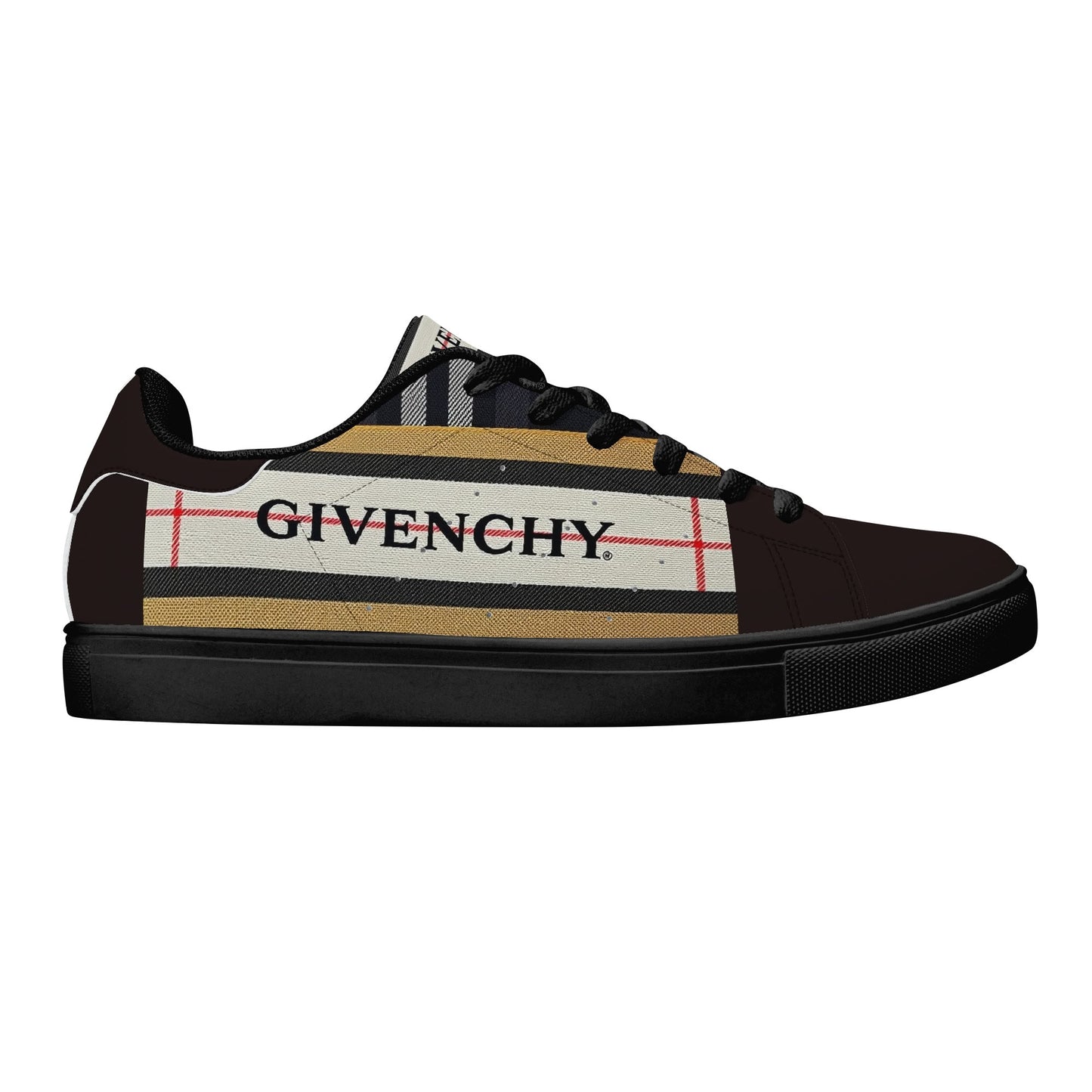 Gvenchy Mens Lace-Up Leather Sneakers with Removable EVA Insole - Slip-Proof Rubber Outsole