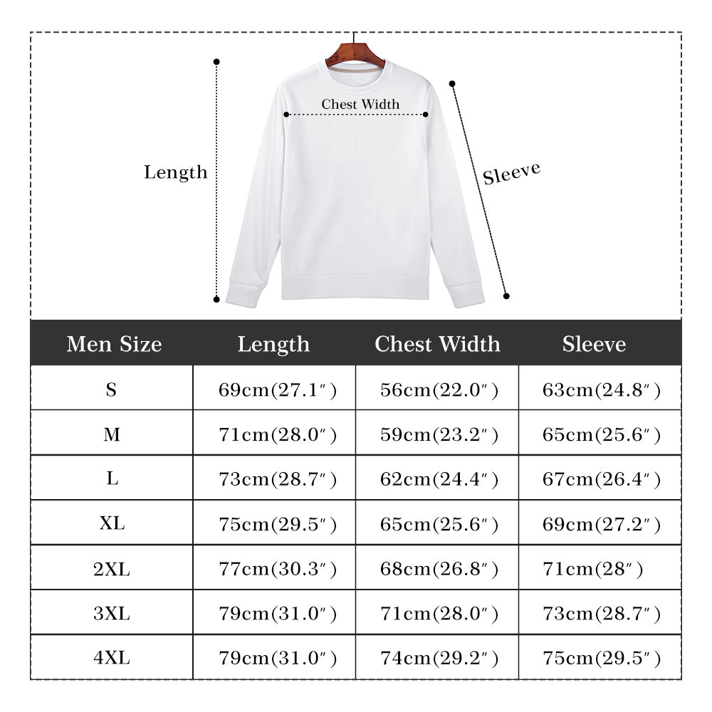 Mens All Over Print Crew Neck Sweatshirt - Streetwear Pullover with Drop Shoulder Design for Casual Wear