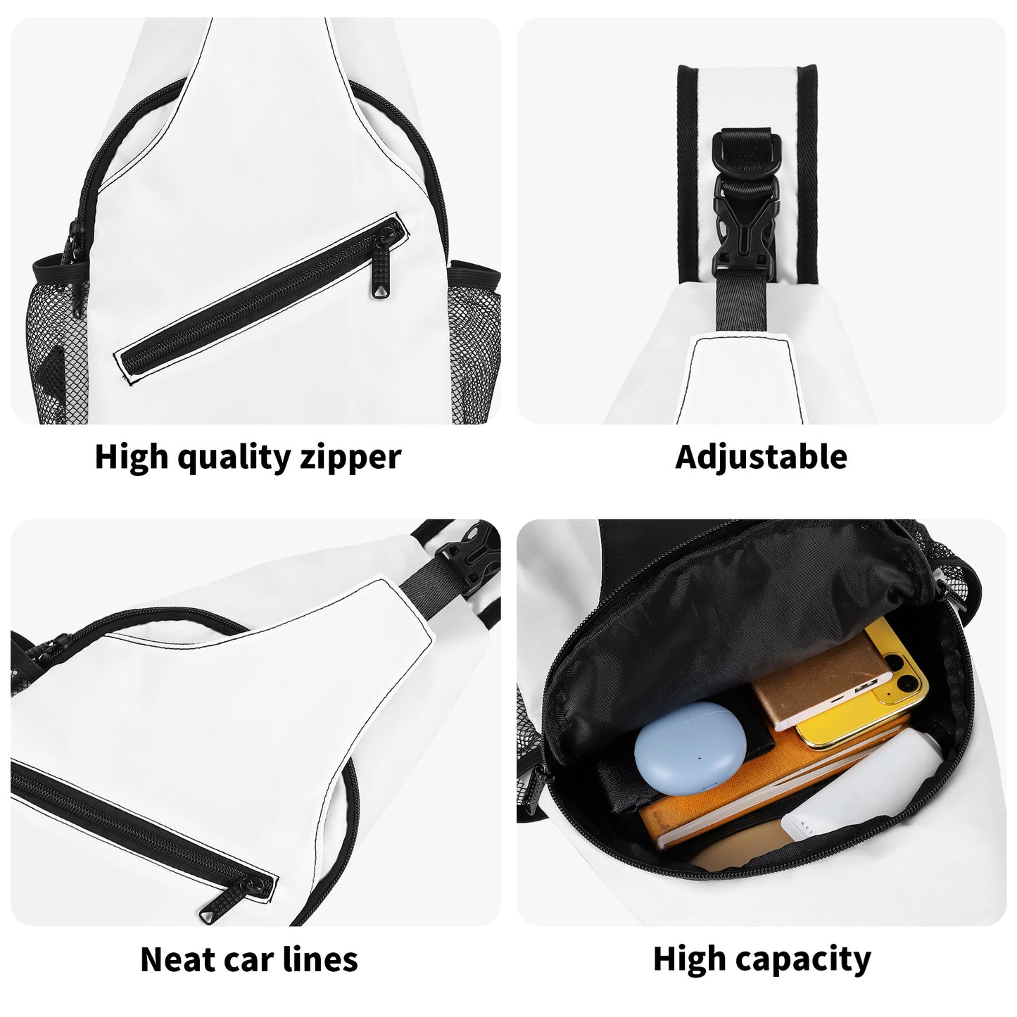 Versatile Polyester Crossbody Chest Bag by Giore - Spacious Interior with Zipper & Mesh Pockets - Sport, Travel & Business Essential