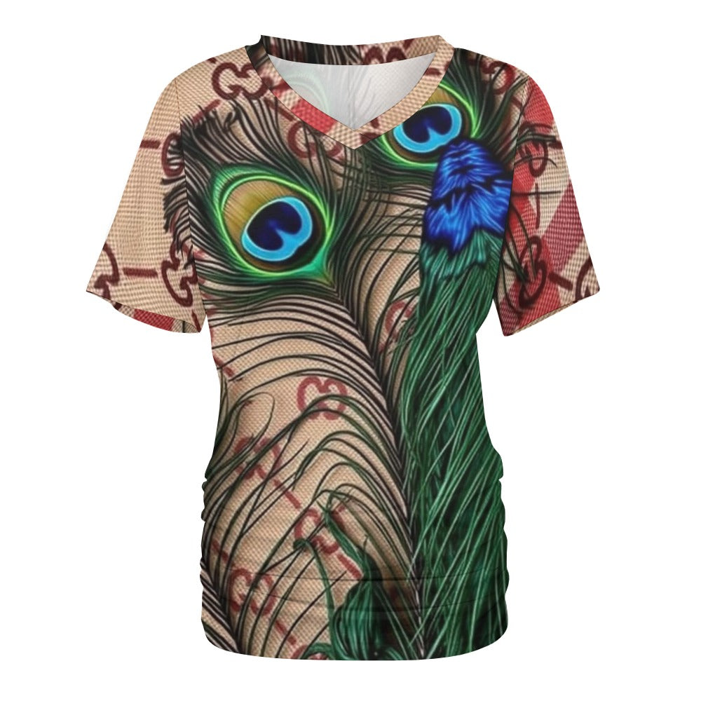 Gucci Pea By Carti V-neck pleated T-shirt