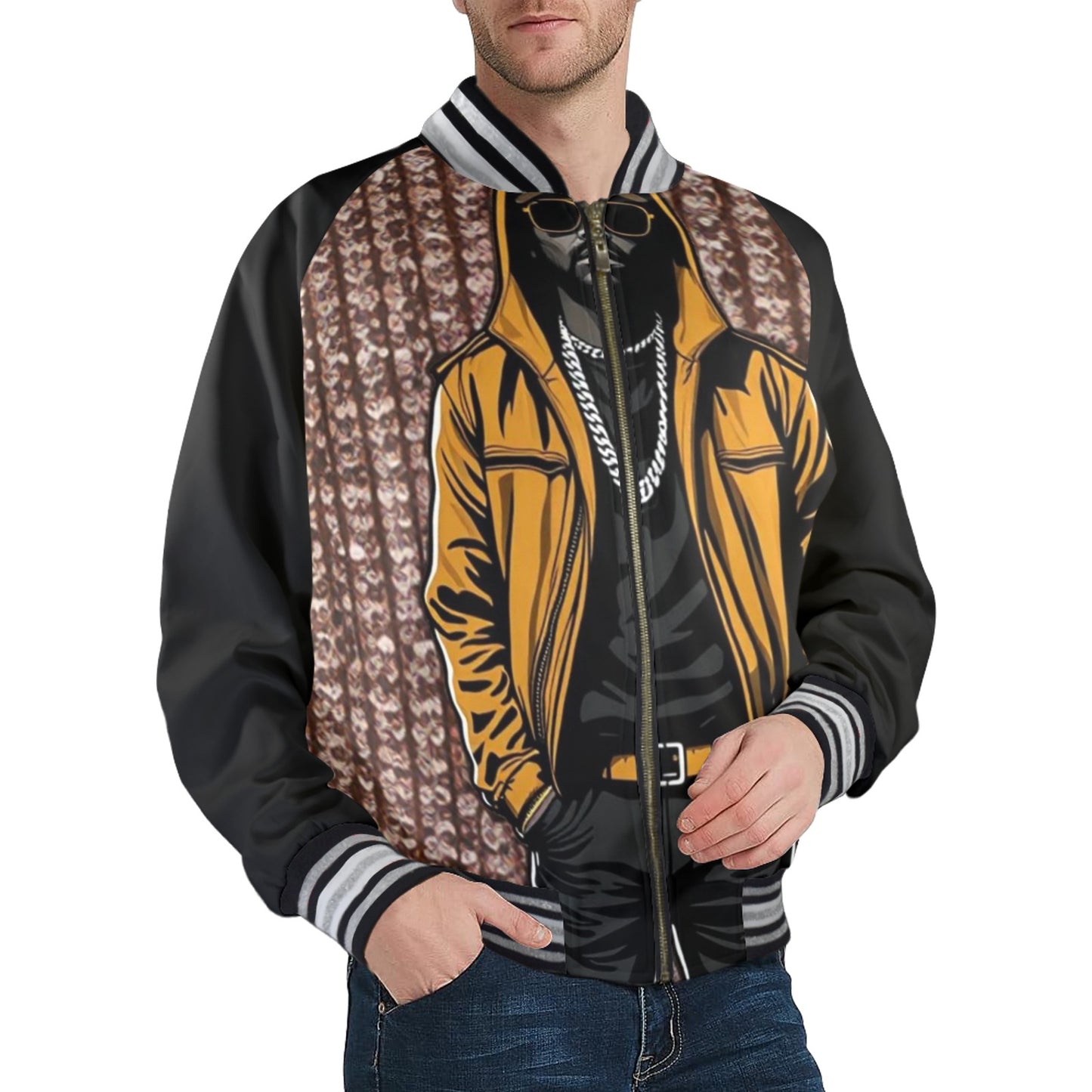Gucci Cool New Men's Striped Trim Bomber Jacket
