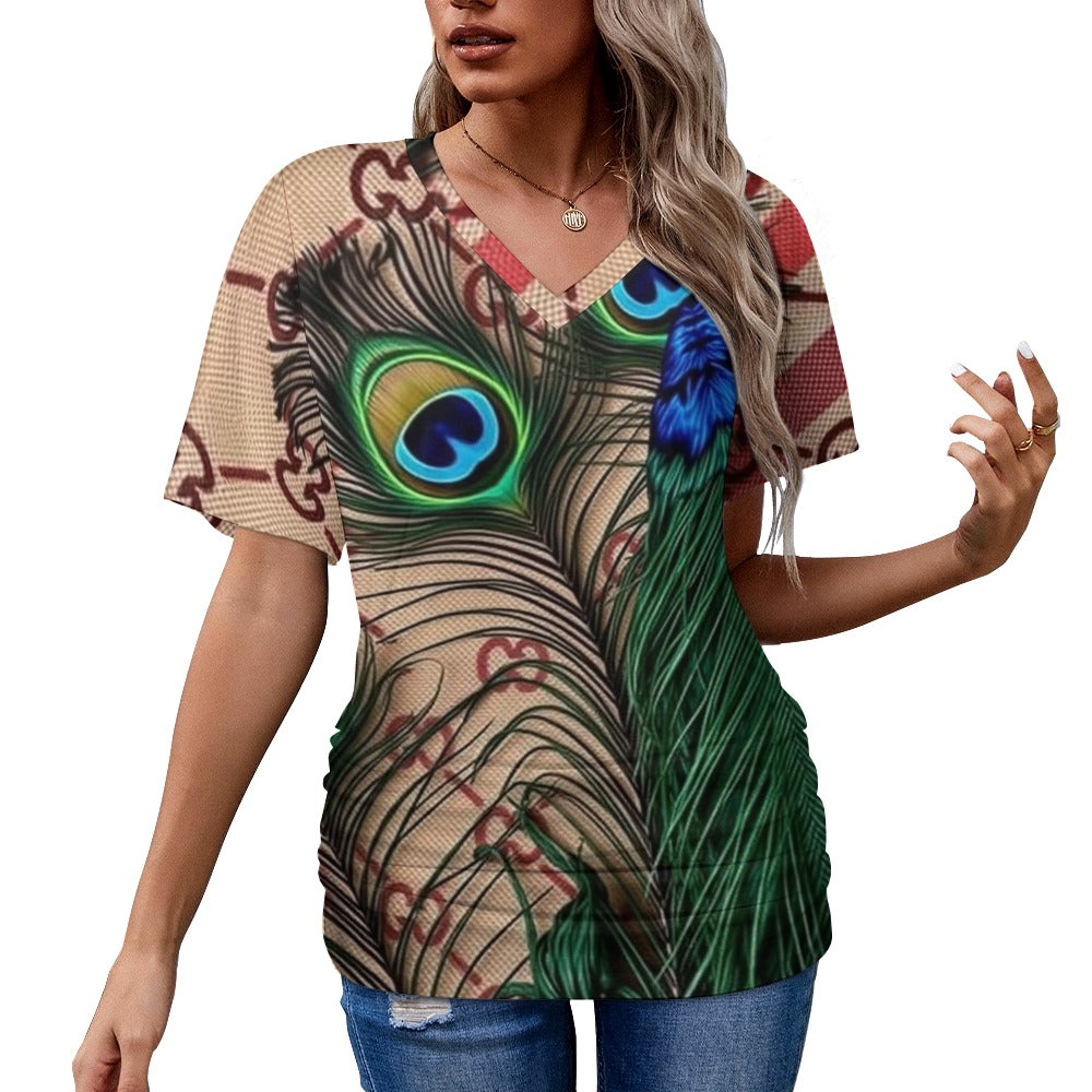 Gucci Pea By Carti V-neck pleated T-shirt