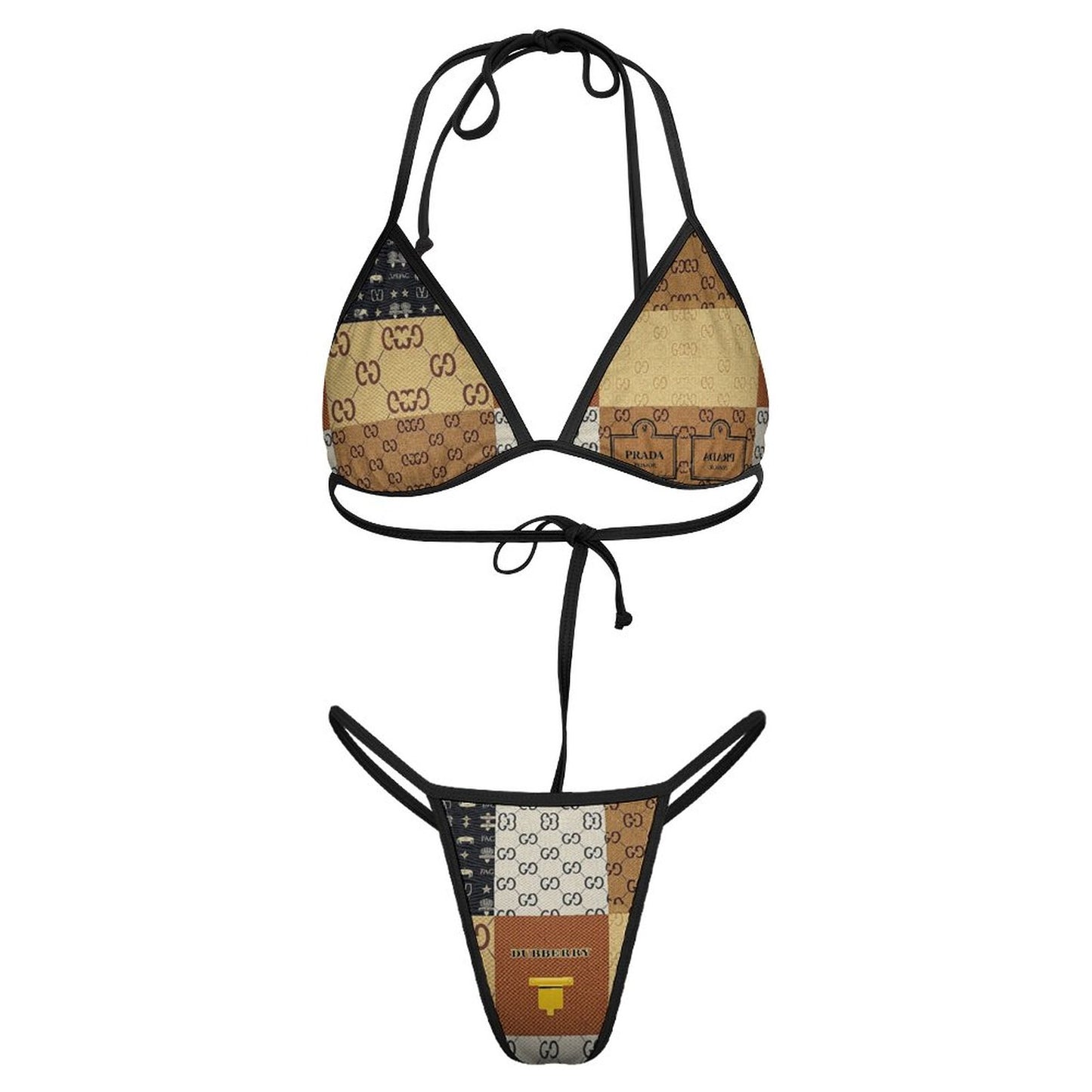 V'sace Versus By Cartier 2-Piece Thong Triangle Bikini Set J195D57 (All-Over Printing)