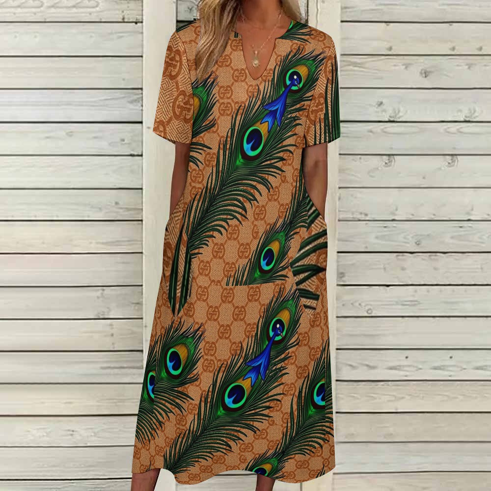 Gucci Feathers by Carti 7-point sleeve dress