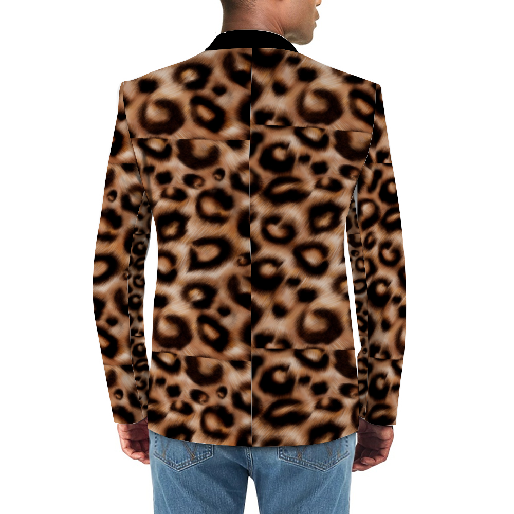 Carti Men lepord Casual Suit Blazer with Pockets Coat Fashion