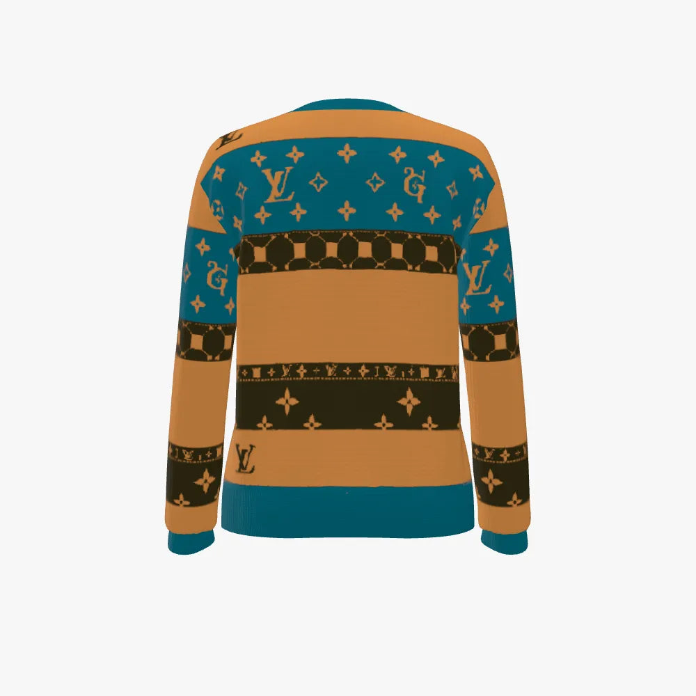 LV Wool Women's Round Neck Long Sleeve Cardigan