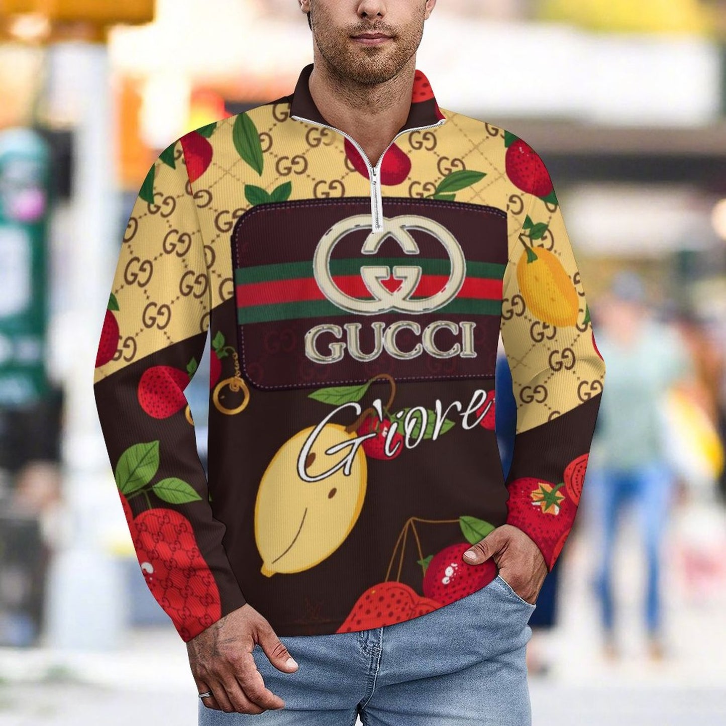 300gsm Men's Polo Sweatshirt LM111 (All-Over Printing)