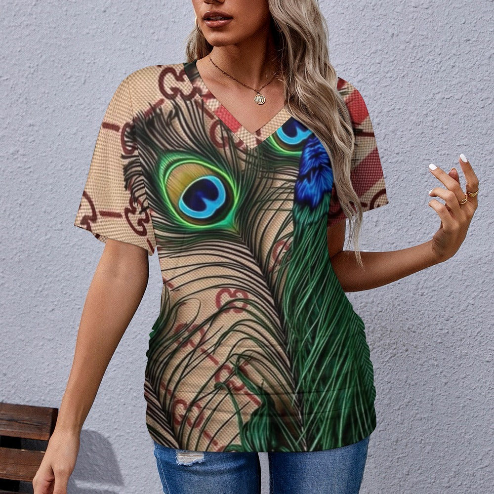 Gucci Pea By Carti V-neck pleated T-shirt