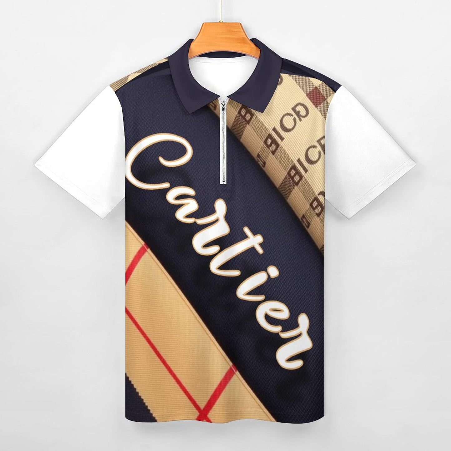 Cartier Cotton Zip Short Sleeve POLO Shirt for Men