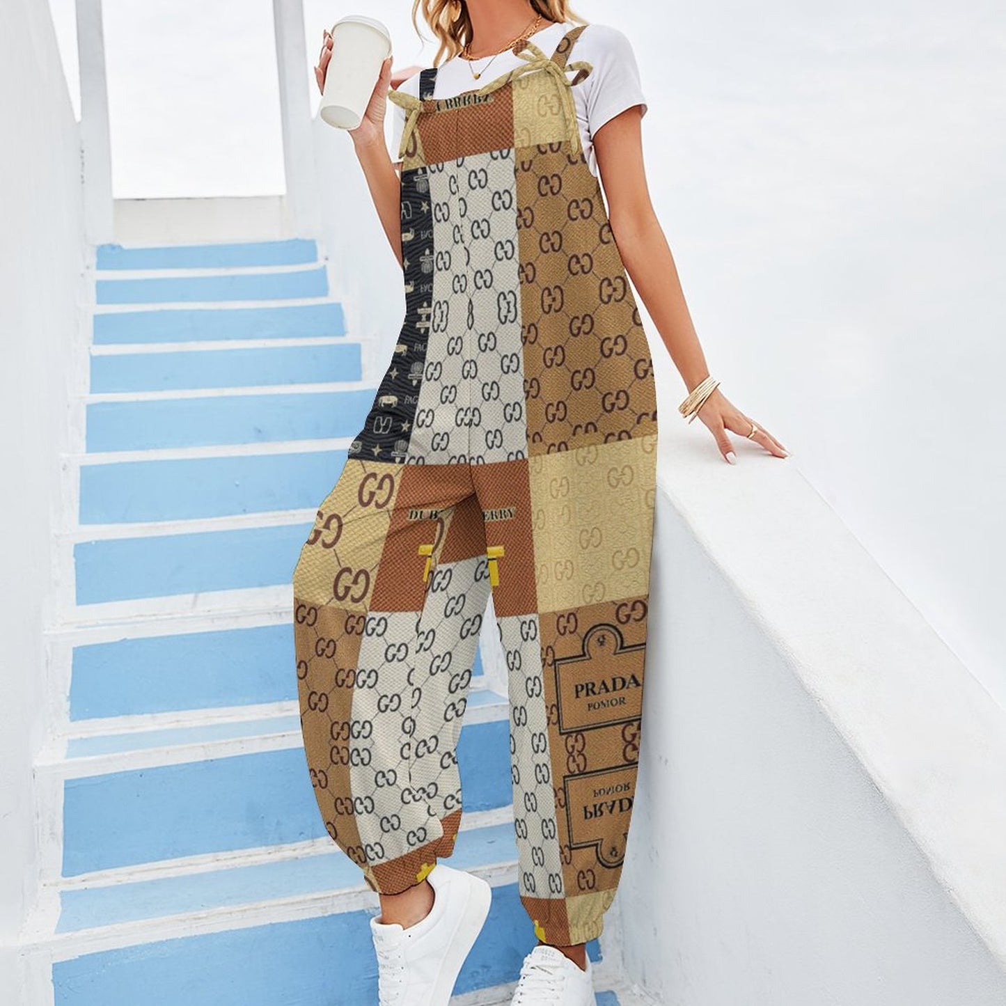 V'sace Versus By Cartier Spaghetti Strap Jumpsuit RP (All-Over Printing)