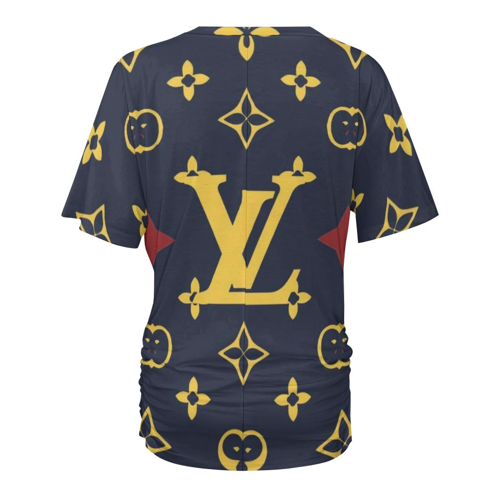 VL Gutton V-neck pleated T-shirt