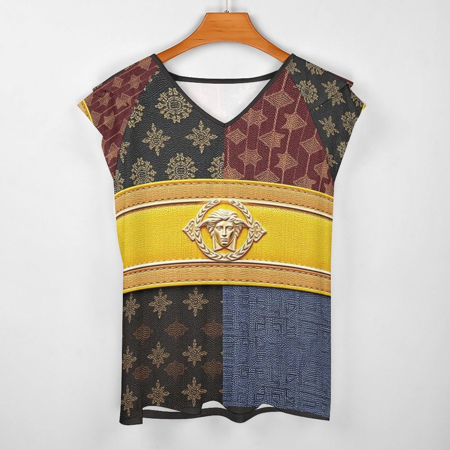 Cartier Versus Cooling Ice Silk Ruffle V-Neck T-Shirt