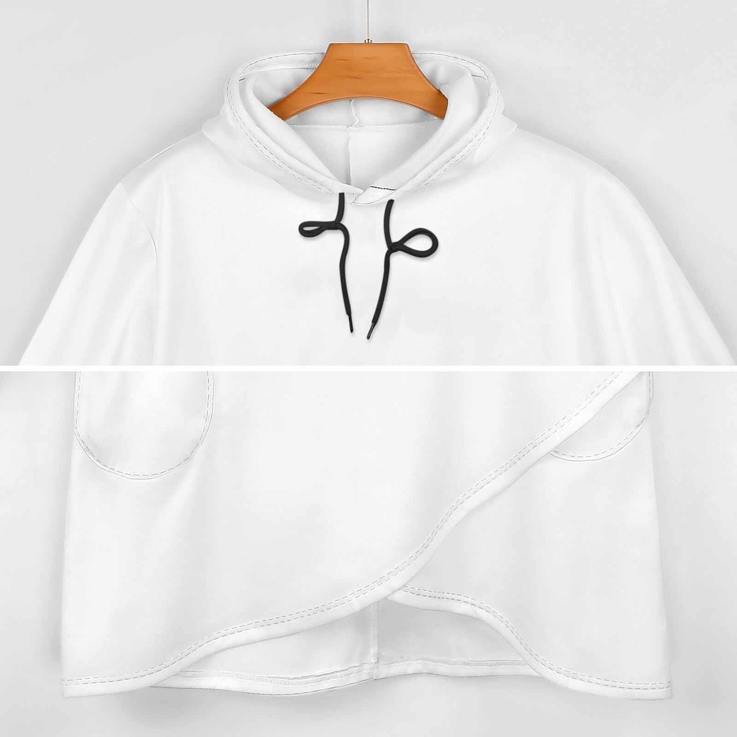 230gsm Poncho-style Long Sleeve Women Hoodie with Irregular Hem(All-Over Printing)