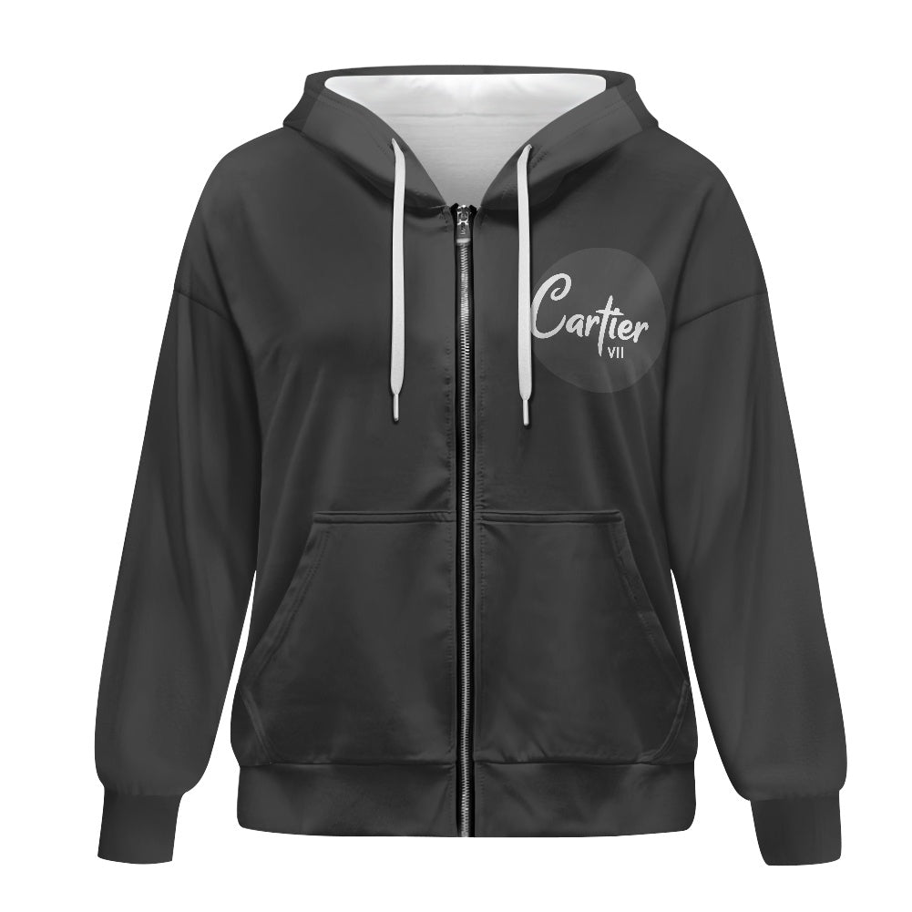 Ladies loose zipper sweatshirt