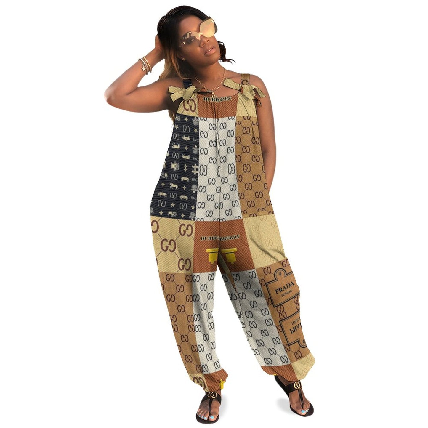 V'sace Versus By Cartier Spaghetti Strap Jumpsuit RP (All-Over Printing)