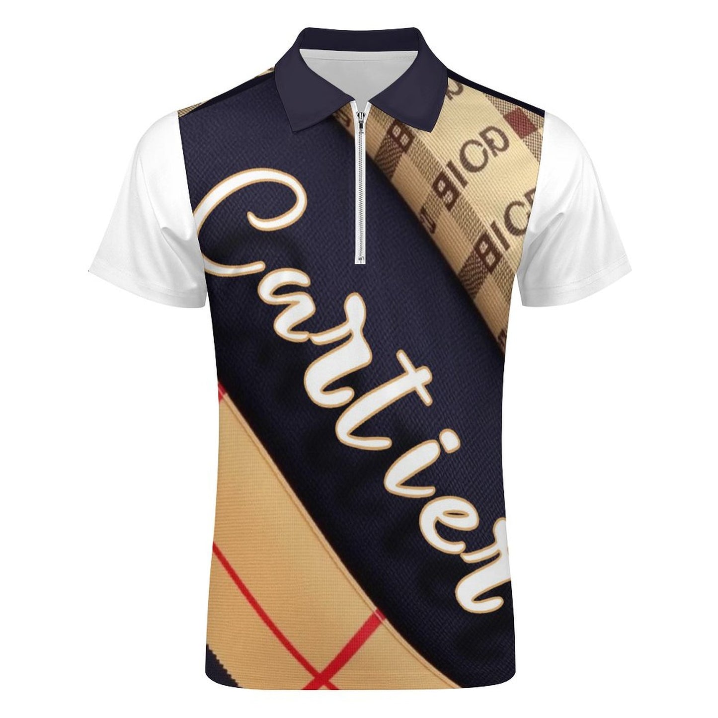 Cartier Cotton Zip Short Sleeve POLO Shirt for Men