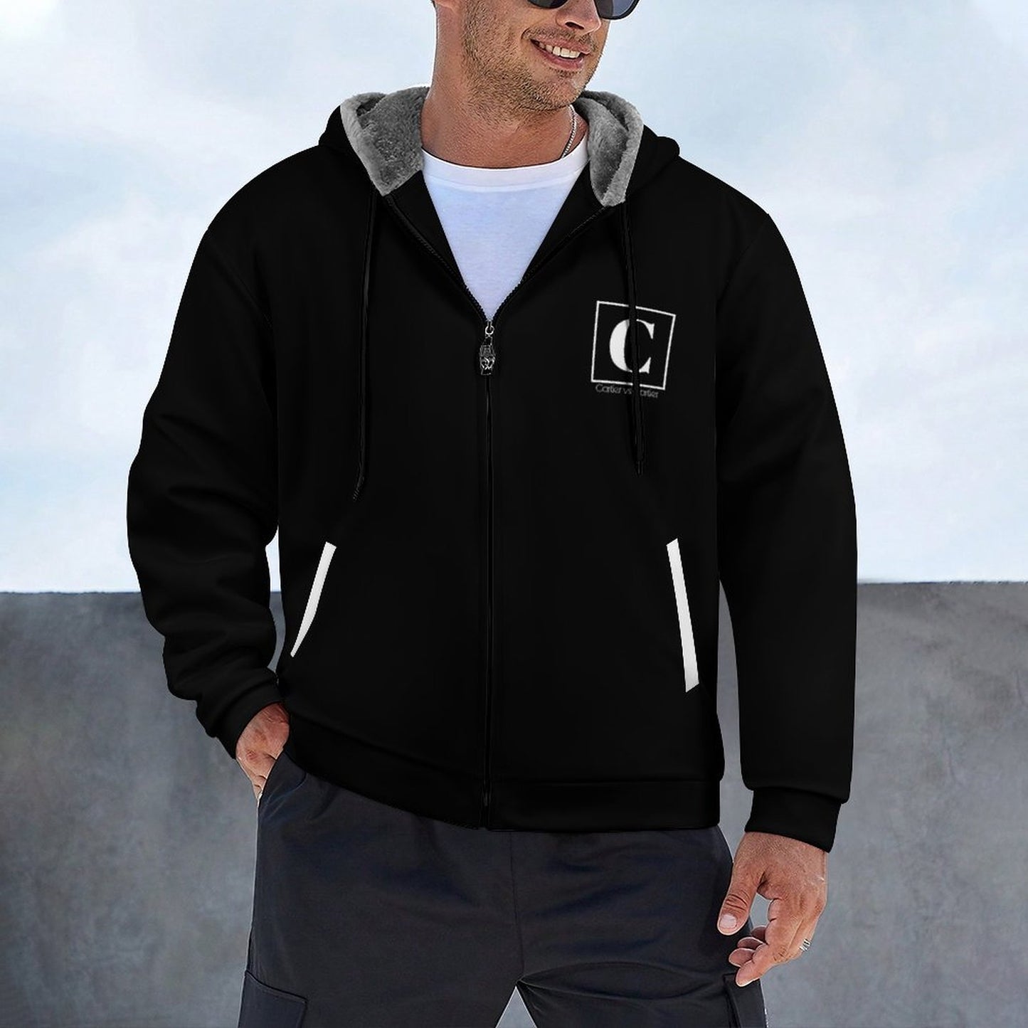 230gsm Full Zip up Hoodie with Plush Lining(All-Over Printing)