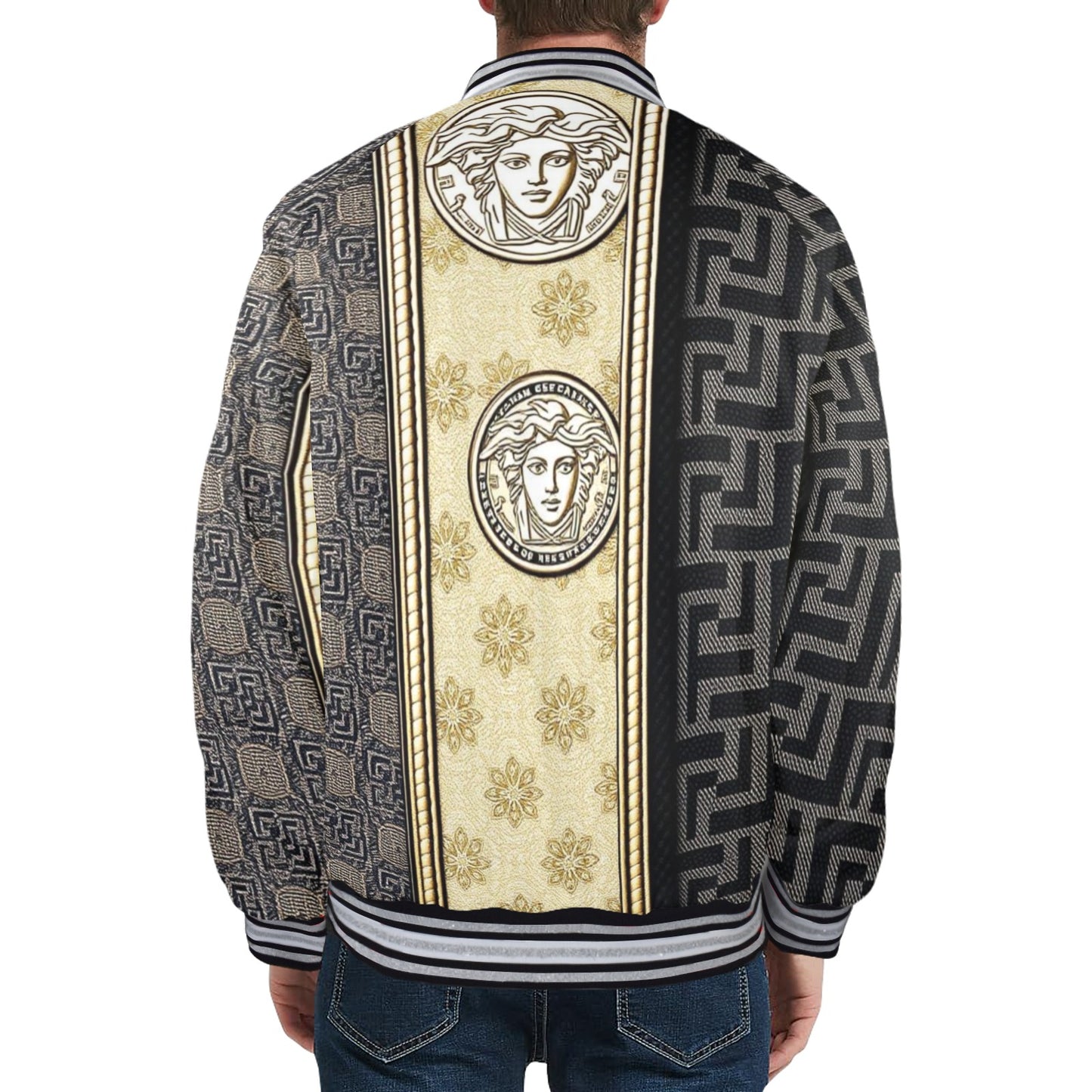 New Men's Striped Trim Bomber Jacket