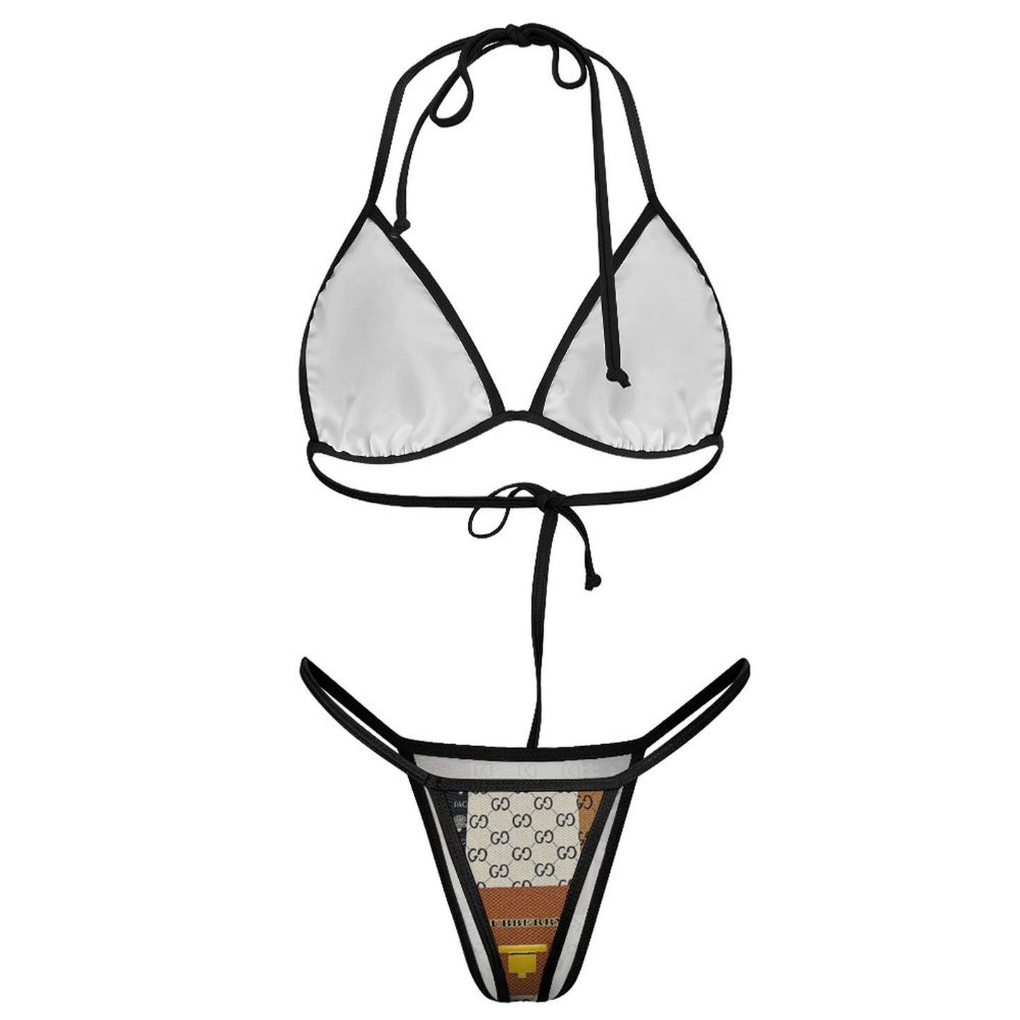 V'sace Versus By Cartier 2-Piece Thong Triangle Bikini Set J195D57 (All-Over Printing)