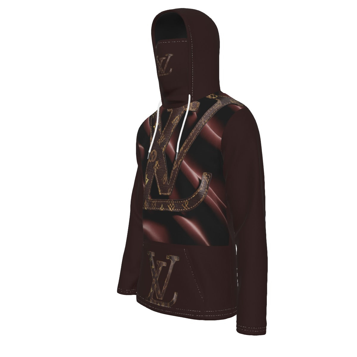 VL Cartier Masked Hoodie with Fur Lining Anti-Pill Microfleece Warm Lightweight Pullover