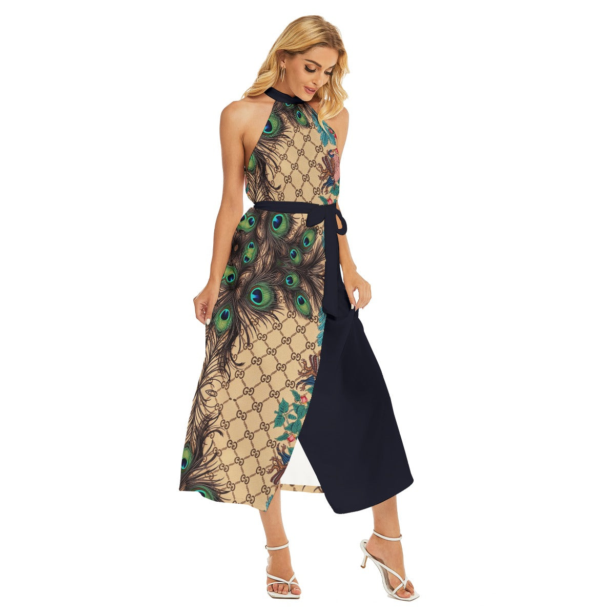 Gucci Pea by Giore  Women's Wrap Hem Belted Halter Dress