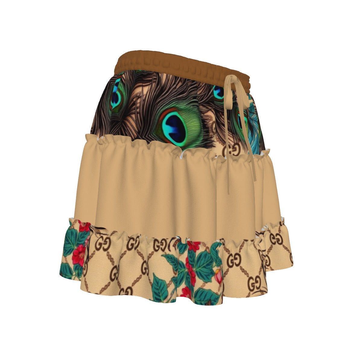 Giore Lightweight Skirt with Waist Lace, Flowing Hem - Gucci Inspired Design