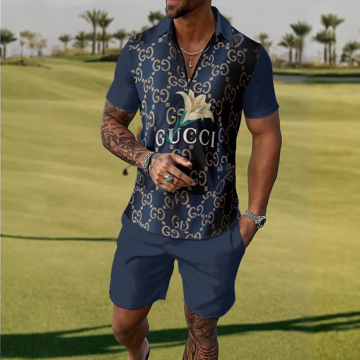 All-Over Print Men's Polo Sportswear Set