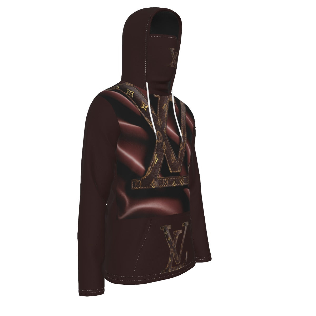 VL Cartier Masked Hoodie with Fur Lining Anti-Pill Microfleece Warm Lightweight Pullover