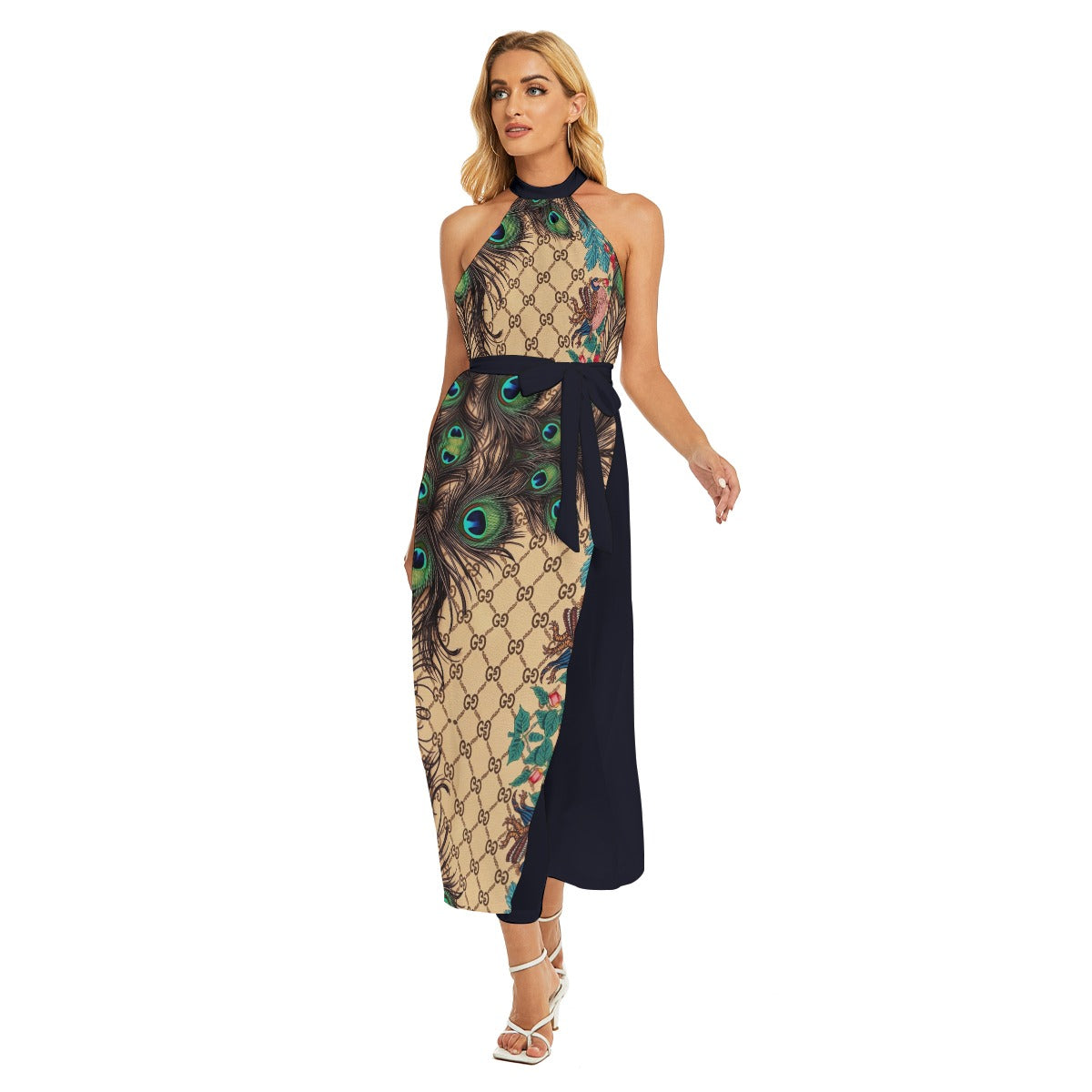Gucci Pea by Giore  Women's Wrap Hem Belted Halter Dress